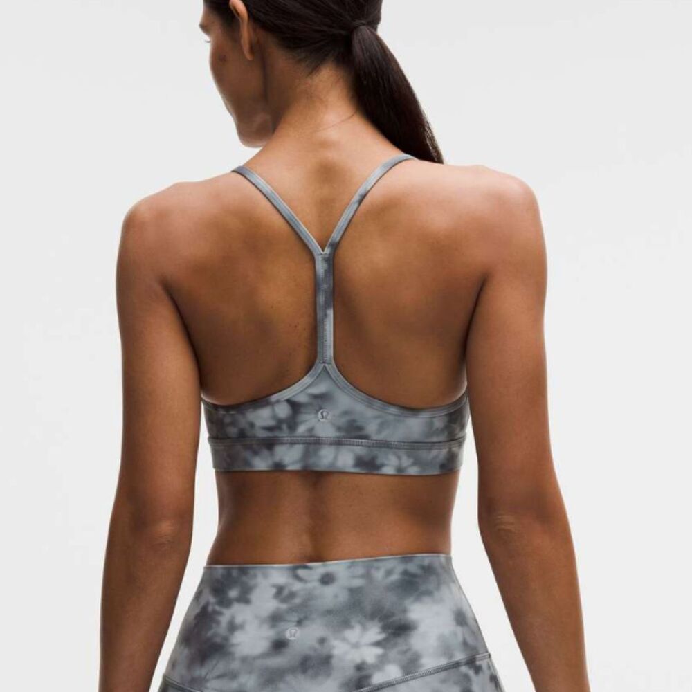 Lululemon Flow Y Bra Nulu *Light Support, A–C Cups Meadow Haze Grey Multi Size 4